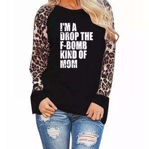 WHISKEY KISS F-Bomb Mom Leopard Graphic Tee